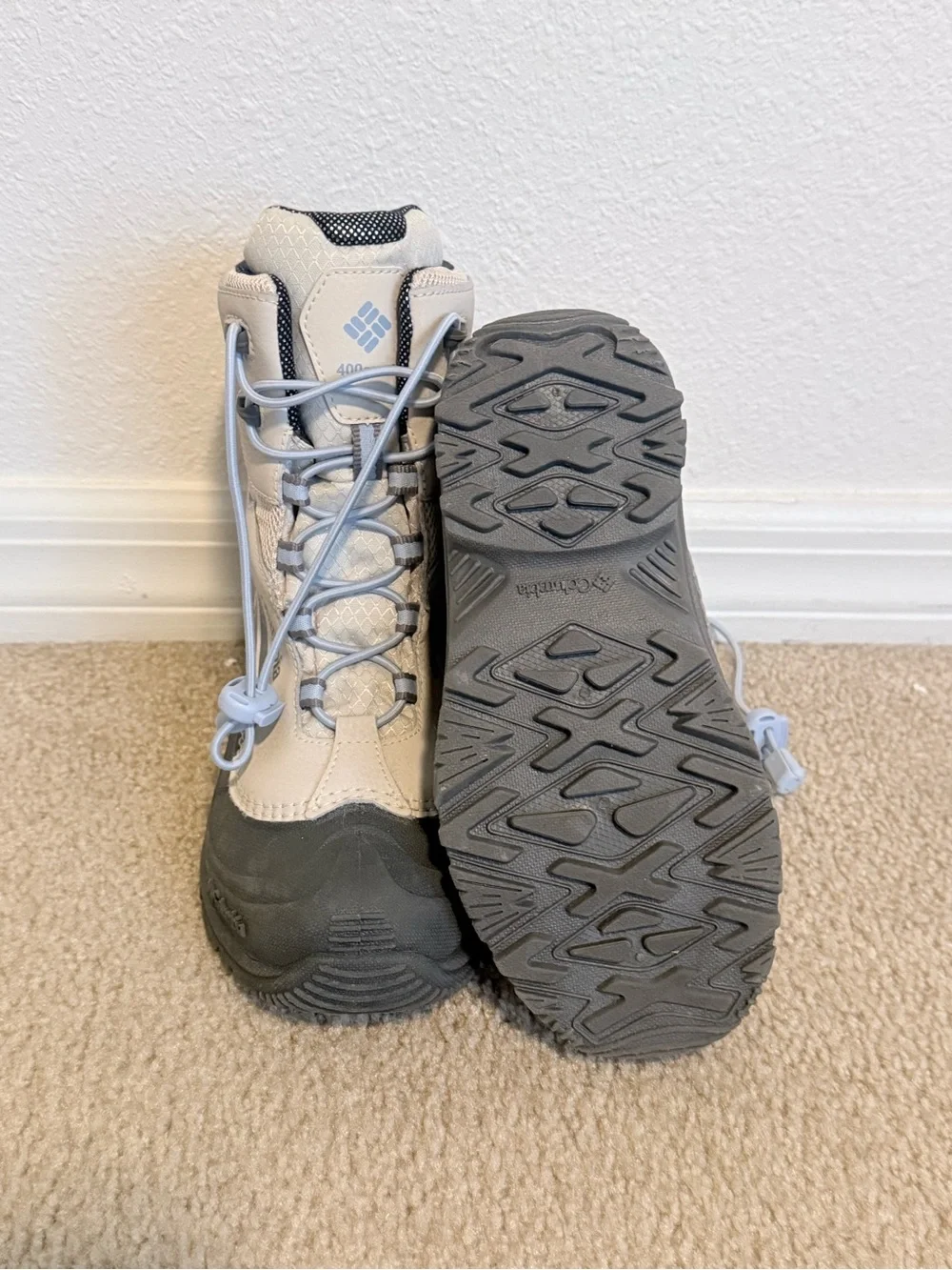 Columbia Kids Light Gray and Dark Gray Waterproof Snow Boots